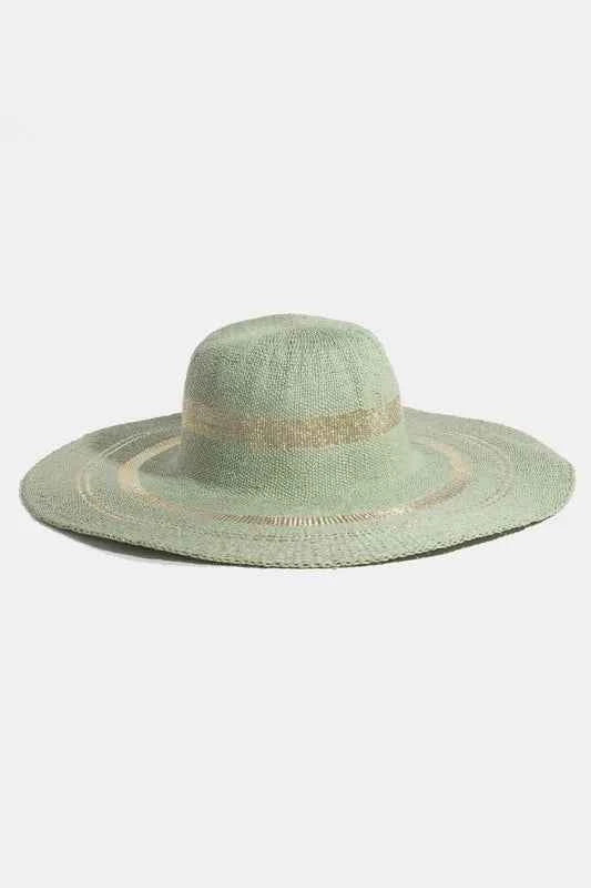 Fame Metallic Accent Trim Floppy Sun Hat Sage One Size c07b5dc4-aed6-4473-b0d6-c6e6fb6f7d64-Max-Origin
