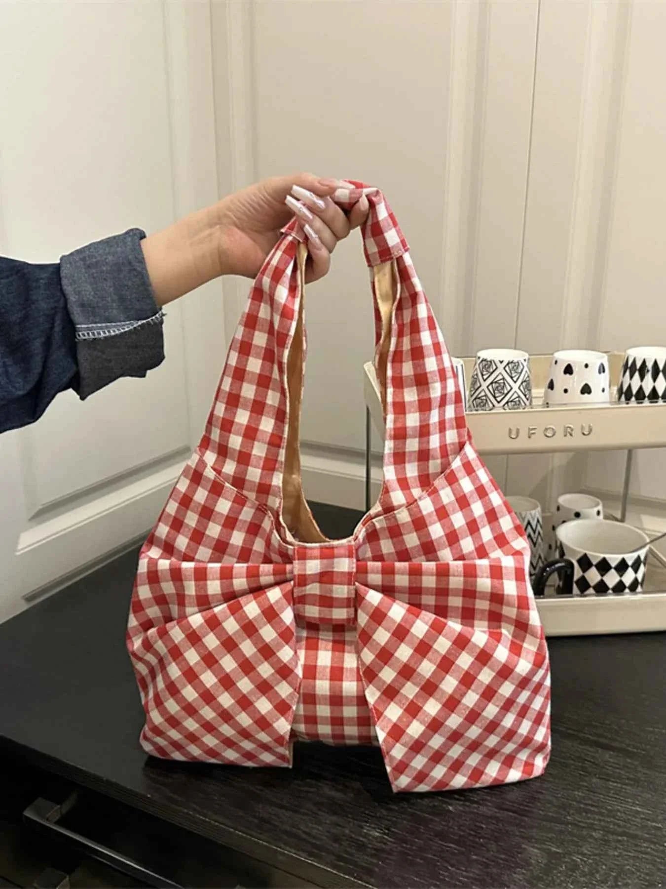 Ruched Bow Shoulder Bag Red One Size c08610569eb44eb4979ad9383a2efdc9-Max-Origin