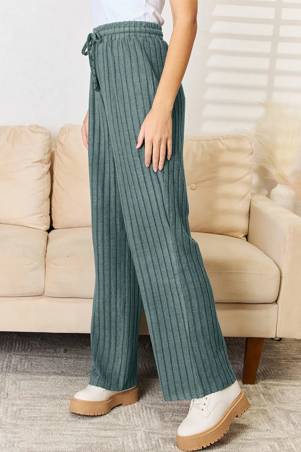 Basic Bae Full Size Ribbed Drawstring Hooded Top and Straight Pants Set c08739c4-a7fa-438e-a8ad-0878415b4a40-Max