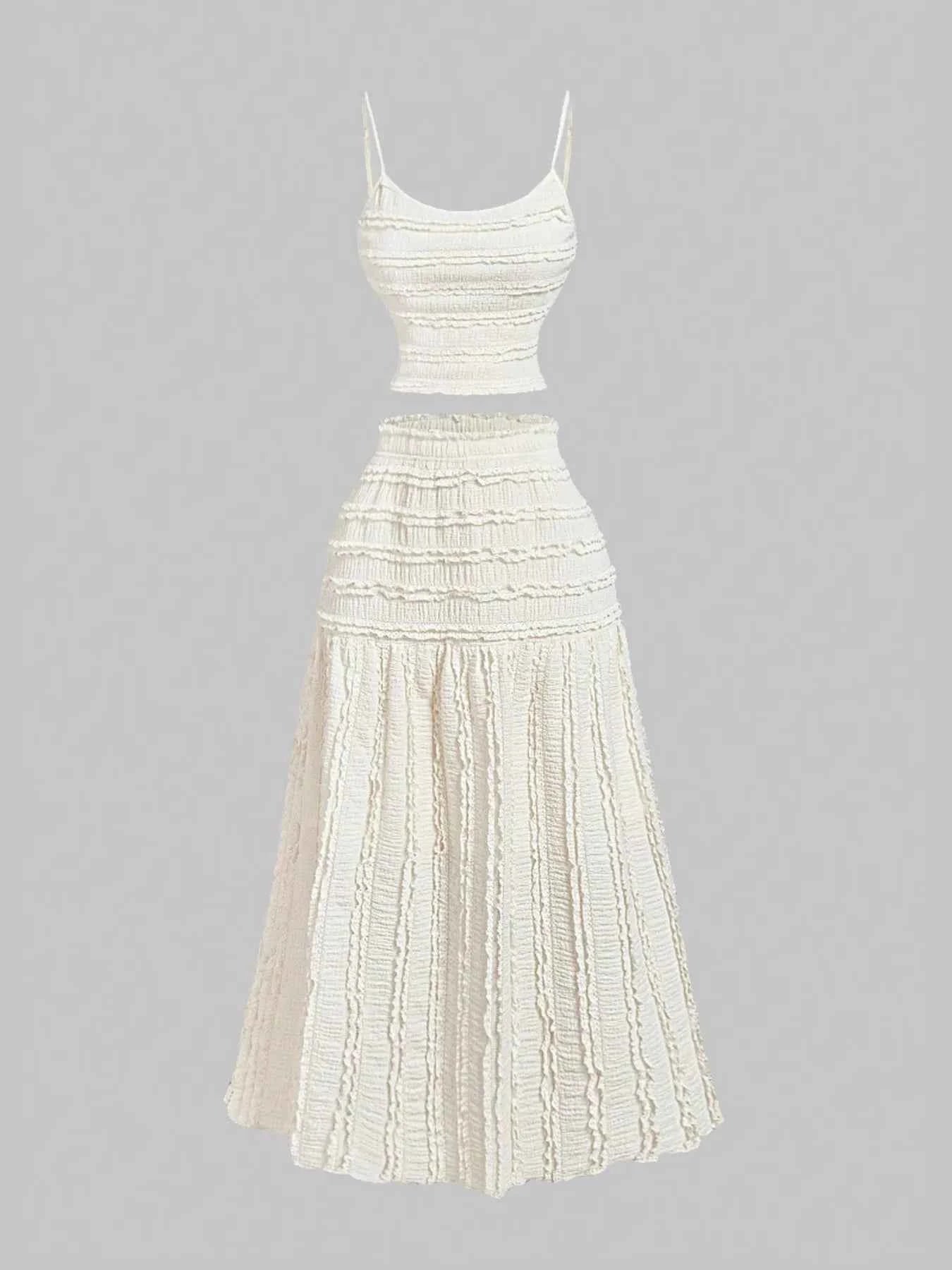 Frill Scoop Neck Cami and Skirt Set Off-white c08d8bb1ae3b462b953965f7080c93a1-Max-Origin