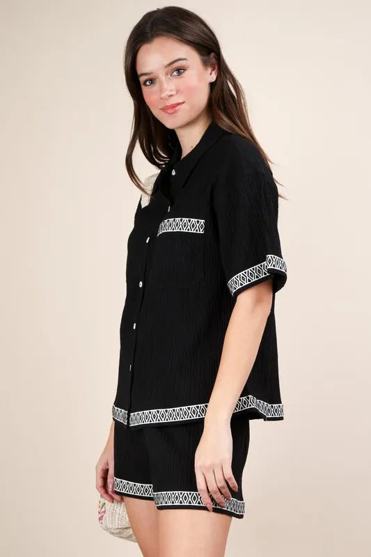 VERY J Crinkled Woven Shirt Top & Shorts Set c093db5b7f3f4b17bb38939d9d22cf08-Max-Origin