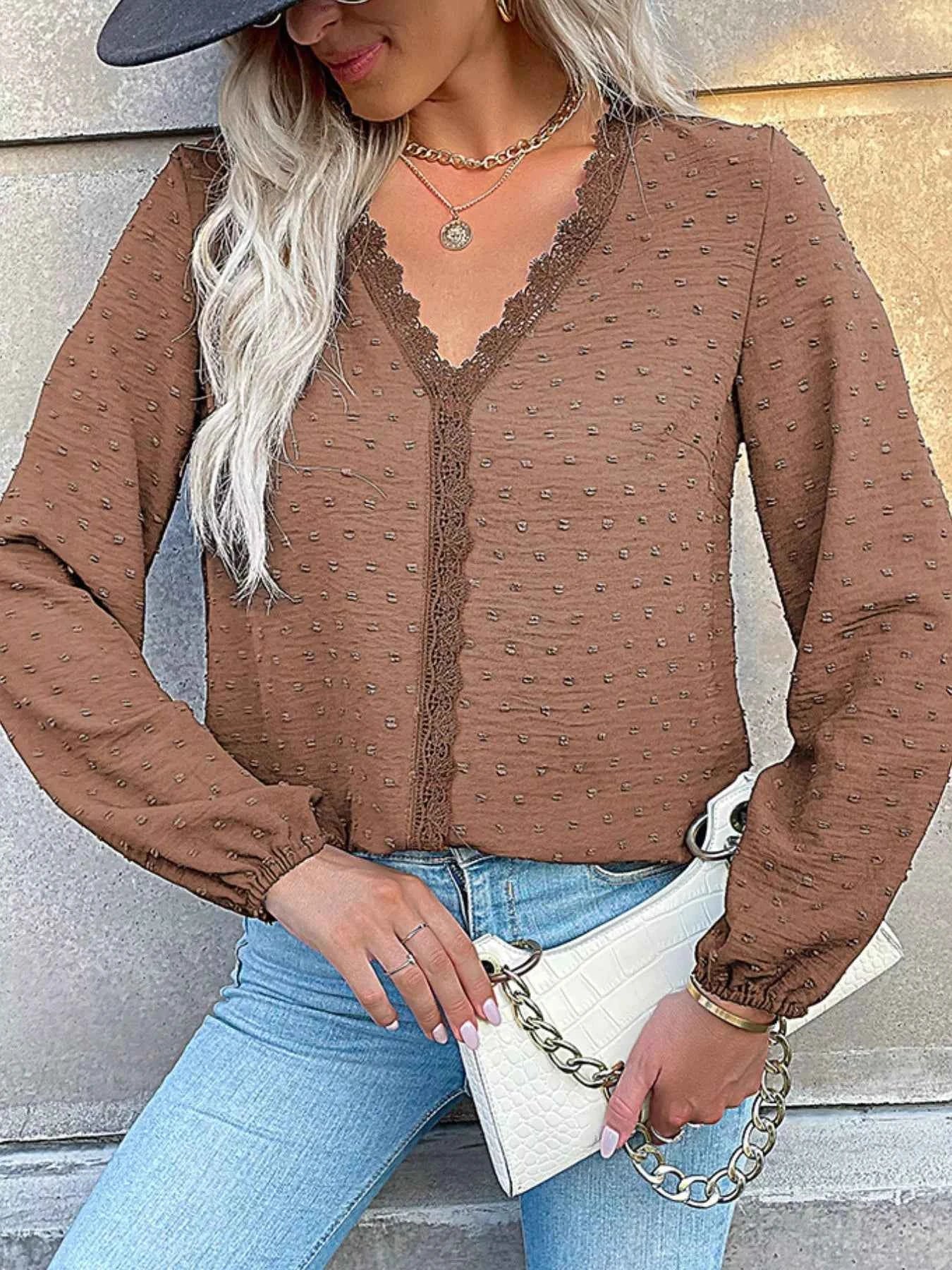 Lace Detail V-Neck Long Sleeve Blouse c0b71e65-ecbb-49be-aebf-01d633376f58-Max-Origin