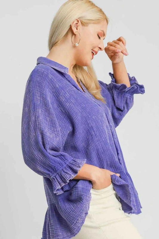 Umgee Plus Size Size Mineral Washed Cotton Gauze Top c0bdcdda-9a4c-432b-ba1d-cd5bc6973e75-Max