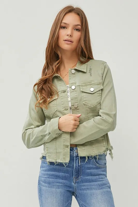 RISEN Full Size Raw Hem Button Up Cropped Denim Jacket Plus Size c0c55a74-10f4-48c0-8fb3-b43385ed05c4-Max