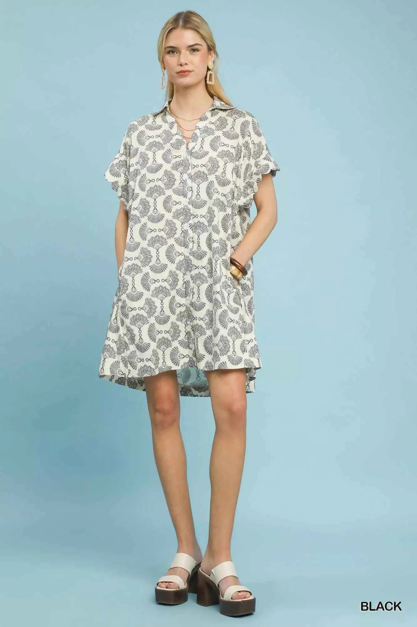 Umgee Printed Button Front Shirt Dress c0d2f971-75a9-4012-b853-cc528becf0c2-Max-Origin