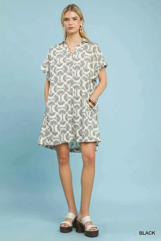 Umgee Printed Button Front Shirt Dress c0d2f971-75a9-4012-b853-cc528becf0c2-Max-Origin