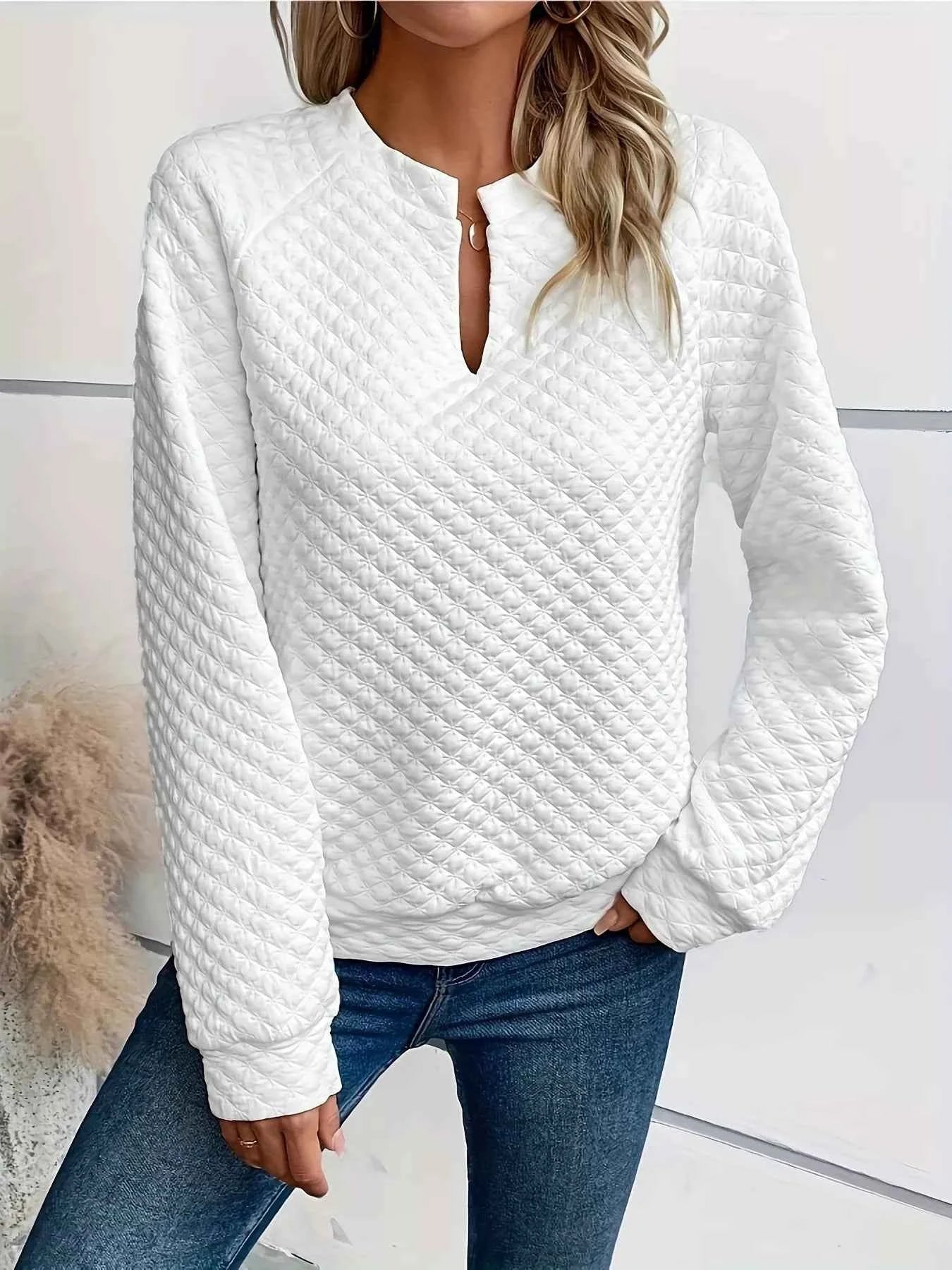 Textured Long Sleeve Notched Sweatshirt c0d3c8c4b34d4249b56ef668d839b48e-Max-Origin