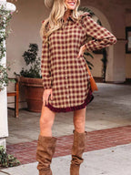 Plaid Print Ruffled Long Sleeve Patchwork Hem Mini Shirt Dress c0de9fa2-39ae-4239-a26d-6e783a78370f-Max-Origin