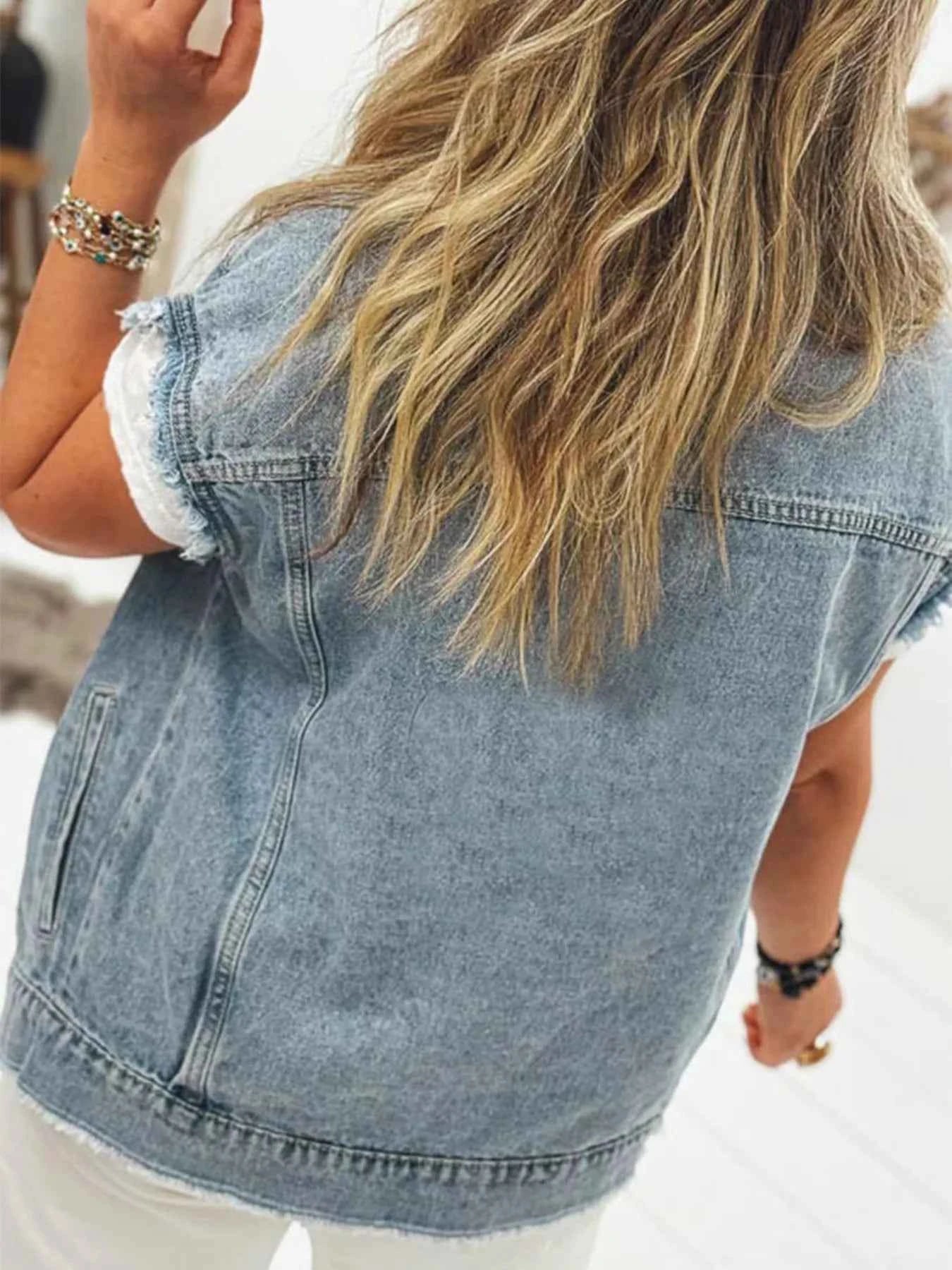 Button Flap Pocket Frayed Detail Denim Vest c0ea34e785e04b5f98447f912884b5e4-Max-Origin