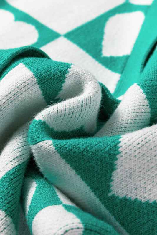 Valentine Heart Checker Buttoned V-Neck Cardigan c0f206c9-fa09-4350-9693-ae12d07da1a3