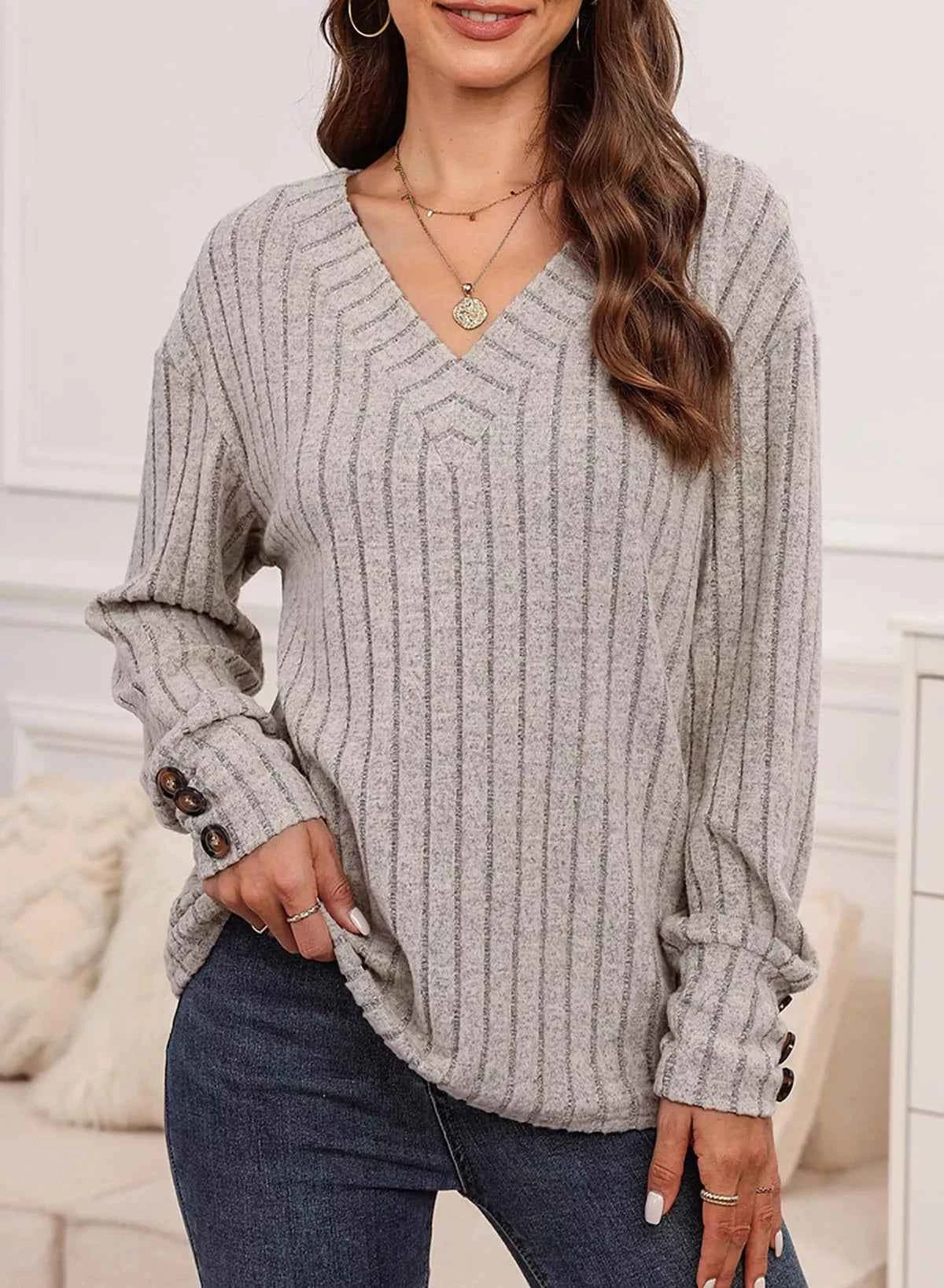 Ribbed Knit V-Neck Top c0f60291-1c78-4cfa-b3b1-dd52d248be00-Max-Origin