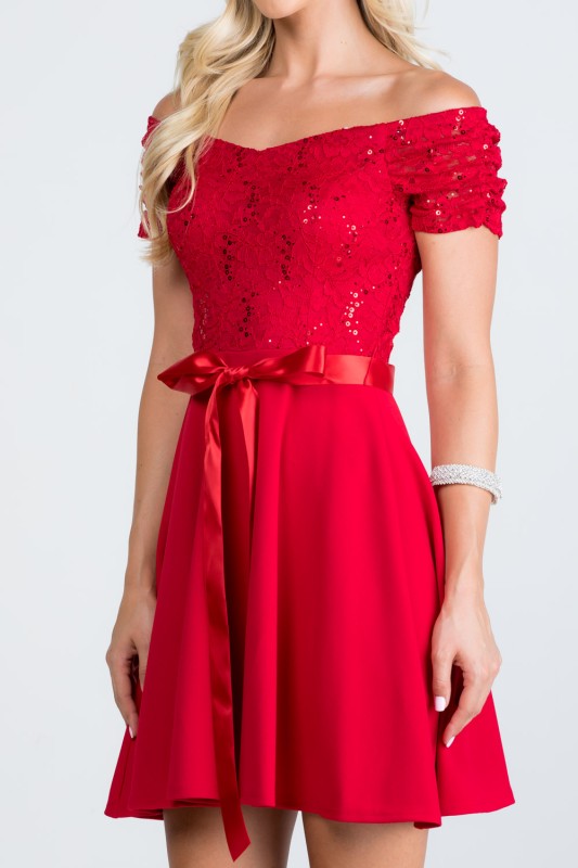 Plus Size Off Shoulder Fit & Flare Dress – Lace Sleeve Party Dress c0fa73ba-b26a-49d3-8133-5ea67c40c022