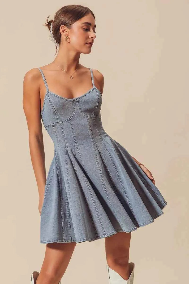 A Line Fit and Flare Denim Mini Dress c107b34f11e6465ea5979accab119670-Max-Origin