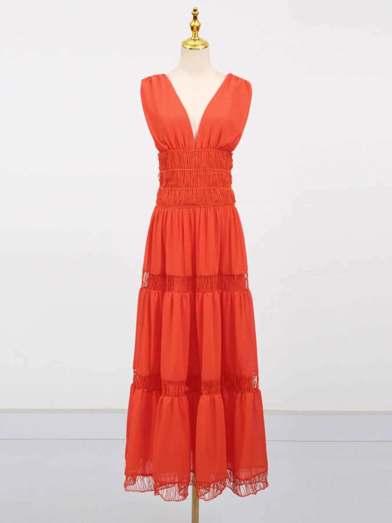Tiered V-Neck Sleeveless Maxi Dress c108060cacf940c9afe5f46516eb0b1a-Max-Origin