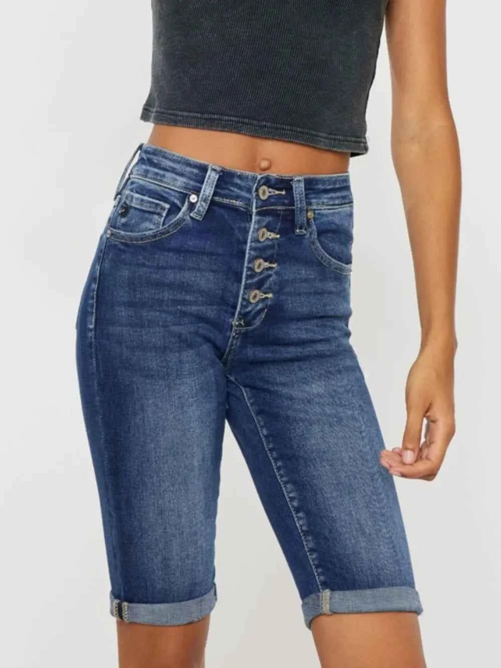Kancan Full Size Cat's Whiskers Button Fly Denim Shorts c117deaa-a231-4be4-be1f-7d70c7133039-Max