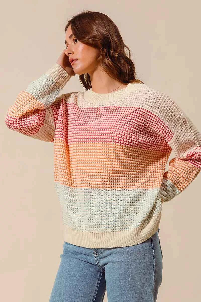SO ME Multi Color Block Long Sleeve Sweater c11abdd429614130b7b49c38883b51eb-Max-Origin
