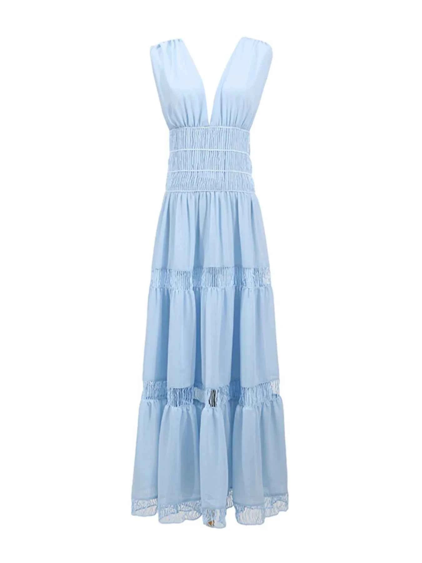 Tiered V-Neck Sleeveless Maxi Dress Blue c11add8060d94734a777766c9b54791b-Max-Origin