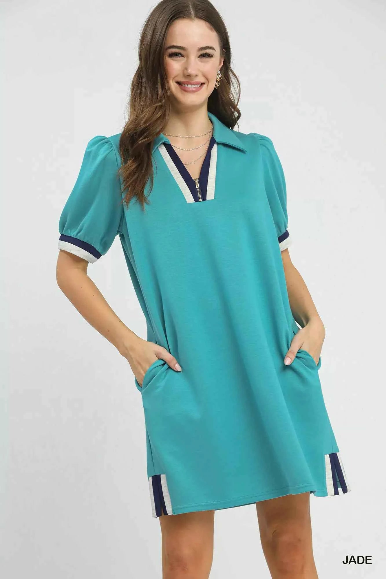 Umgee Color Block Zip Front Shift Dress JADE c11d0cf2-62ee-4773-9ddd-4395d5a767e9-Max-Origin