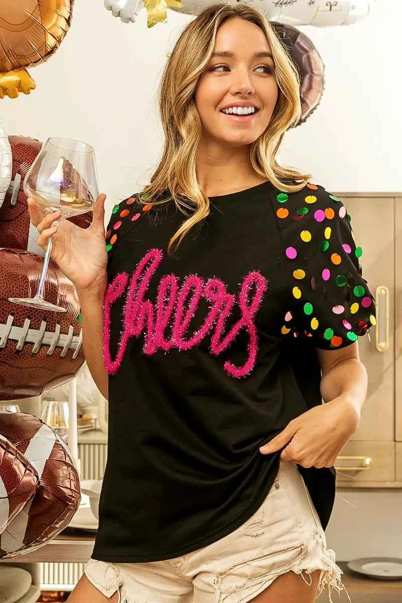 BiBi Metallic Letter Spangle Raglan Puff Sleeve Top c12ee2797789446a877a06a9f3f805b9-Max-Origin