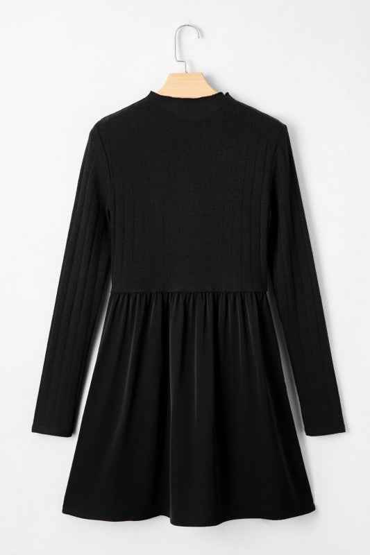 Ribbed Knit Patchwork Long Sleeve Dress c131e5fe-cbab-448b-acfb-f690bec0f1fe