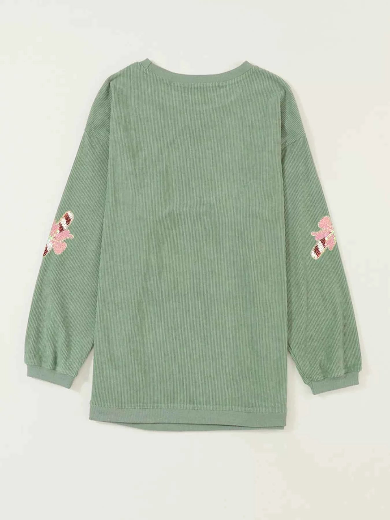 Christmas Sequin Candy Cane Patched Corded Ribbed Baggy Sweatshirt c13d64dd77714aa4b6938fe1e345131c-Max-Origin