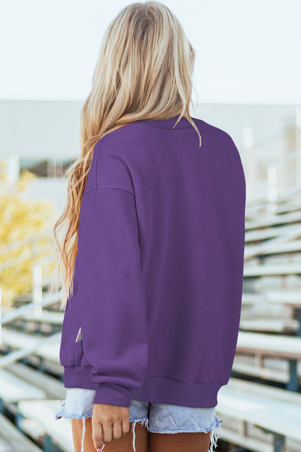 Tillandsia Purple Oversize Drop Shoulder Reversible Mock Neck Sweatshirt c14c9e7f2aee5922