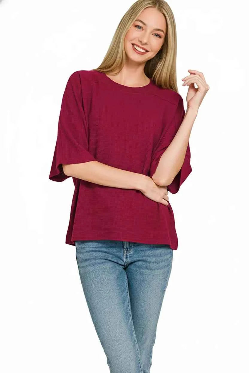 Zenana Double Knit Short Sleeve Top c150fd54-06e8-4100-962e-f75a27c219eb-Max-Origin