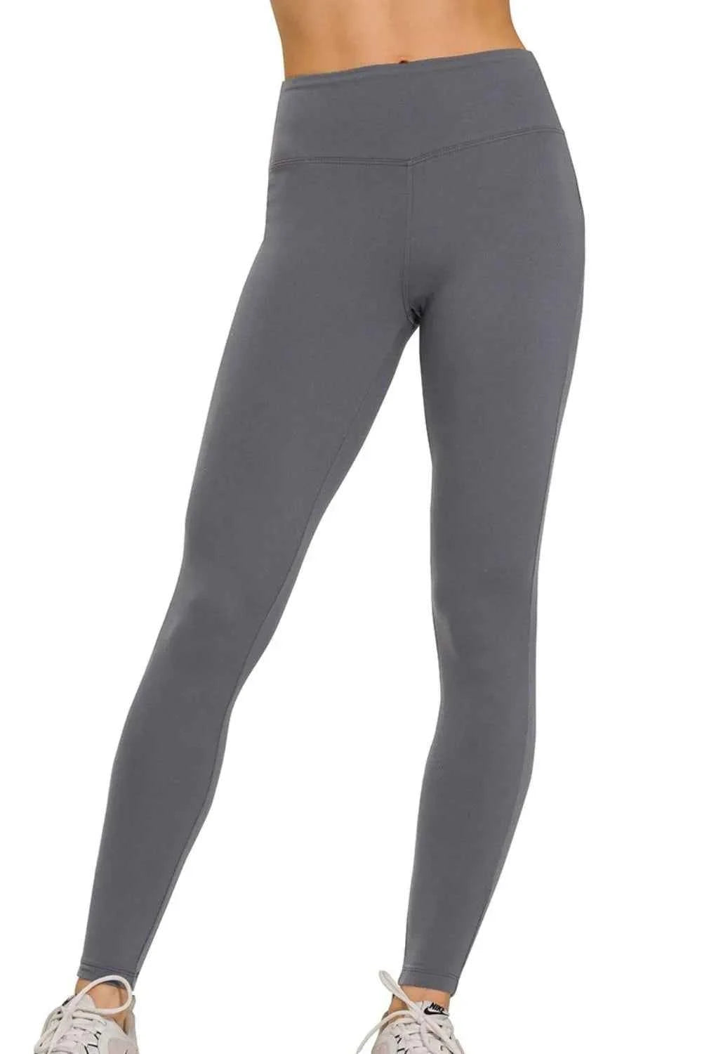 Zenana Microfiber Waistband Leggings ASH GREY c15434cb-411d-4def-8ab7-25963cc1113f-Max-Origin