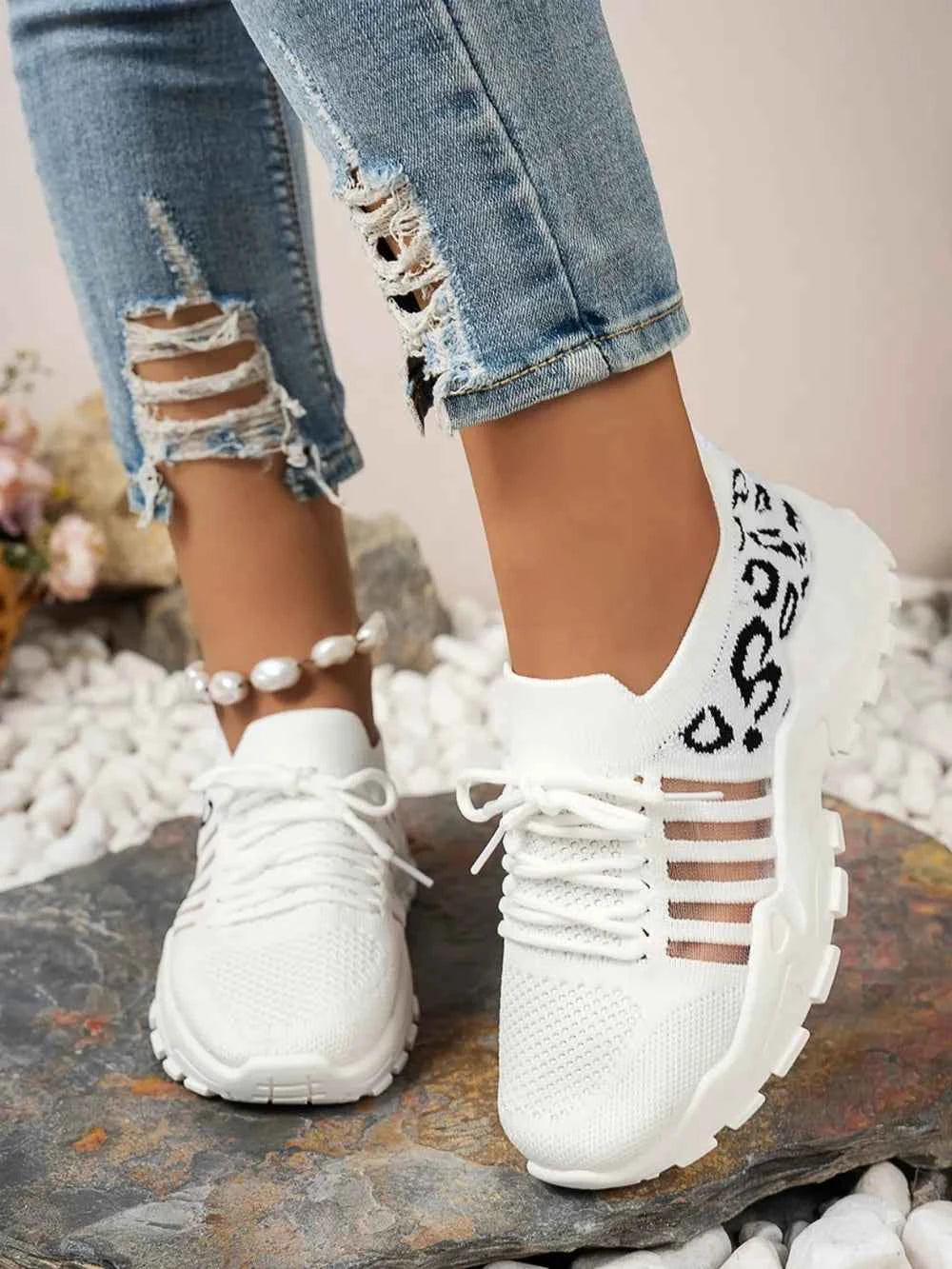 Cutout Leopard Lace Up Mesh Athletic White c1679874-c808-4fdd-b979-98517fce0241-Max