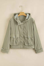 Laurel Green Zipped Pocket Cropped Hooded Utility Jacket c16a46bd0e21ba45