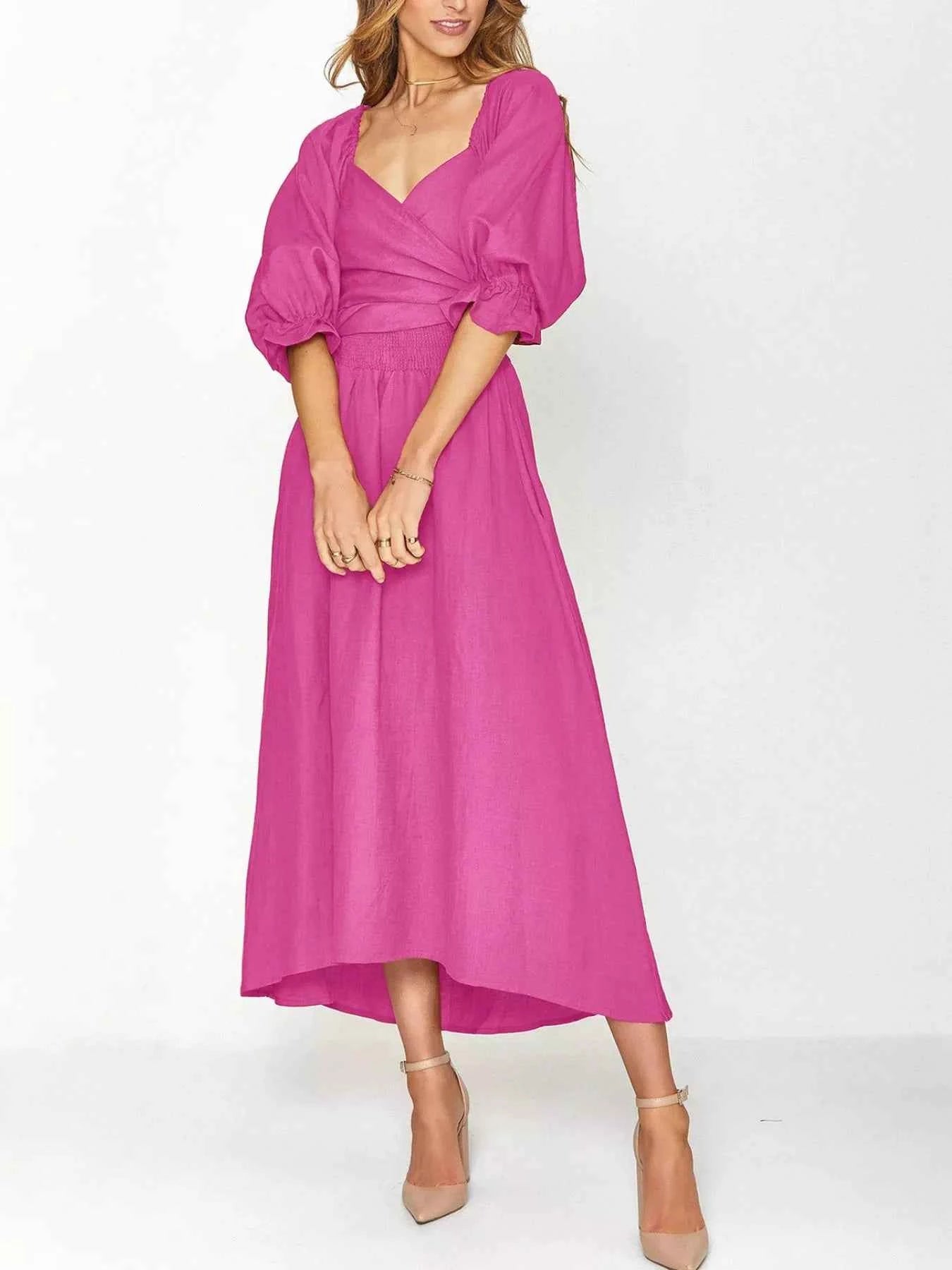 Smocked Puff Sleeves Midi Dress c175a955-a5c6-4aaa-a791-deb772293de4-Max-Origin