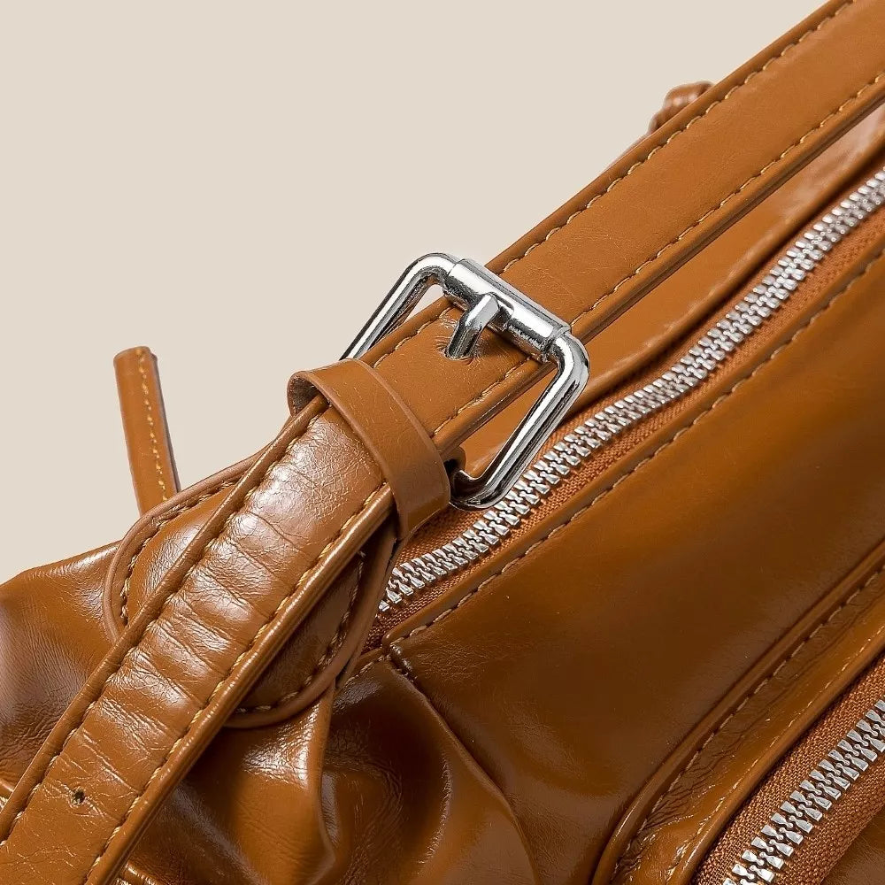 Fame Glossy Faux Leather Multi Pocket Hand Bag c1769f83c4ca41759c08bb5d7a1af2fe-Max-Origin