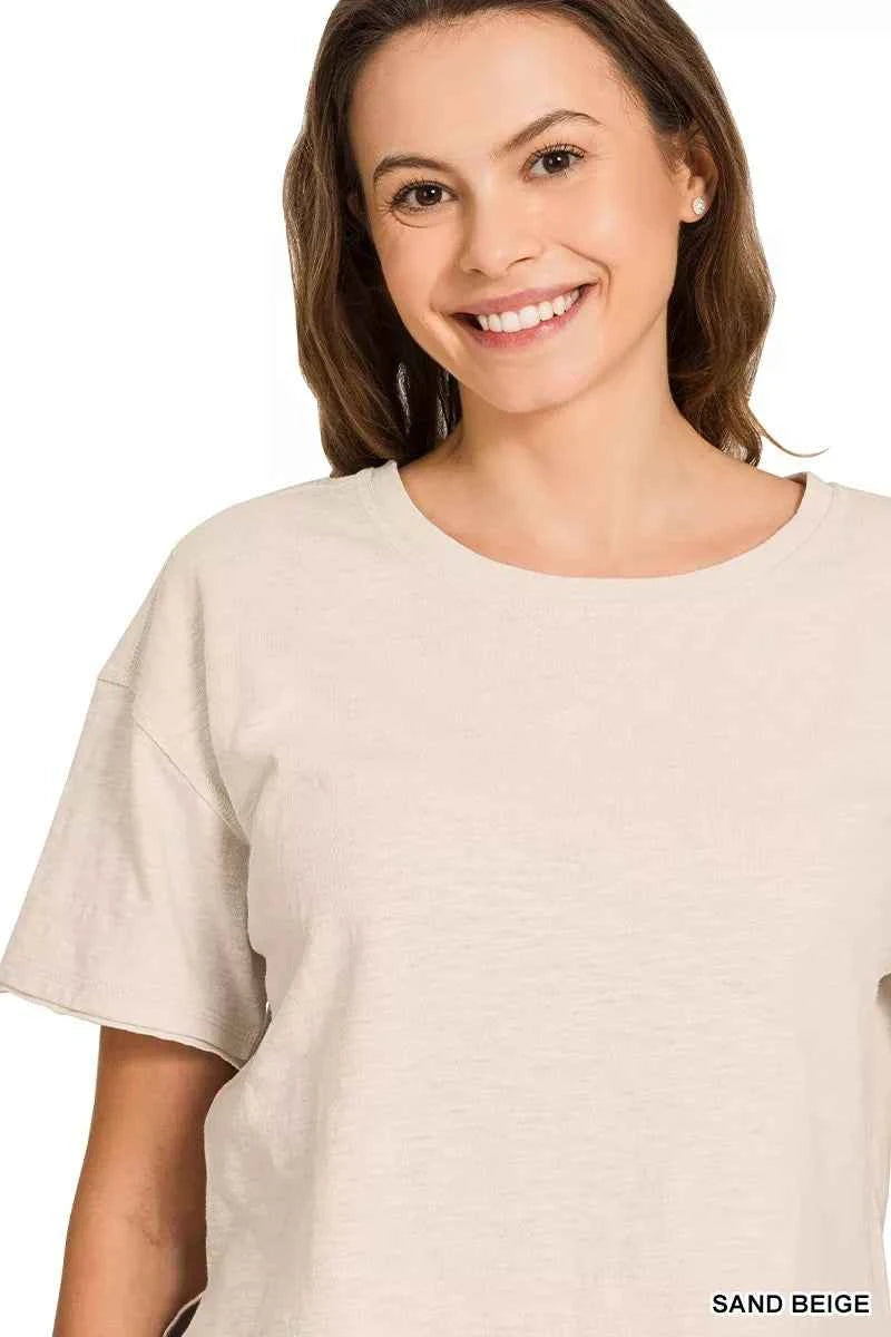Zenana Cotton Slub Short Sleeve Tee c17c9f80fc744a4d9b73d9166b0f2a4f-Max-Origin