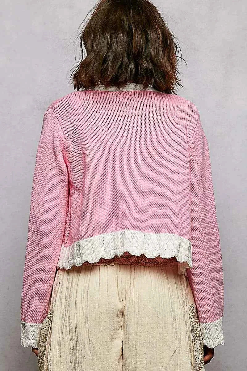 POL Button Down Cable-Knit Cardigan with Contrast Border Accents c18c3506-cd60-4825-8fd9-3d537000a390-Max-Origin
