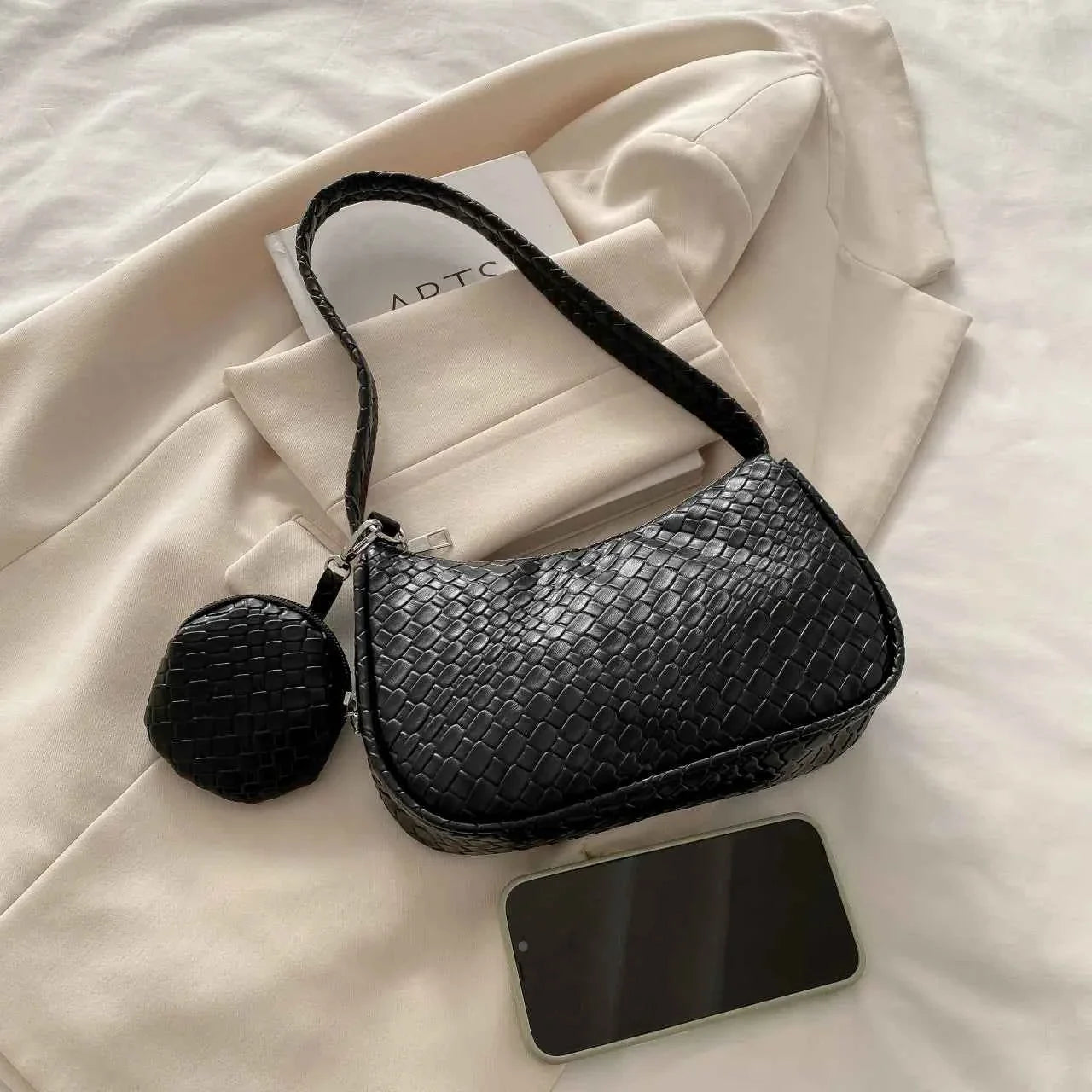 Textured Shoulder Bag with Pouch c196fe8427cc402bb34b0acb38e2c1a9-Max-Origin