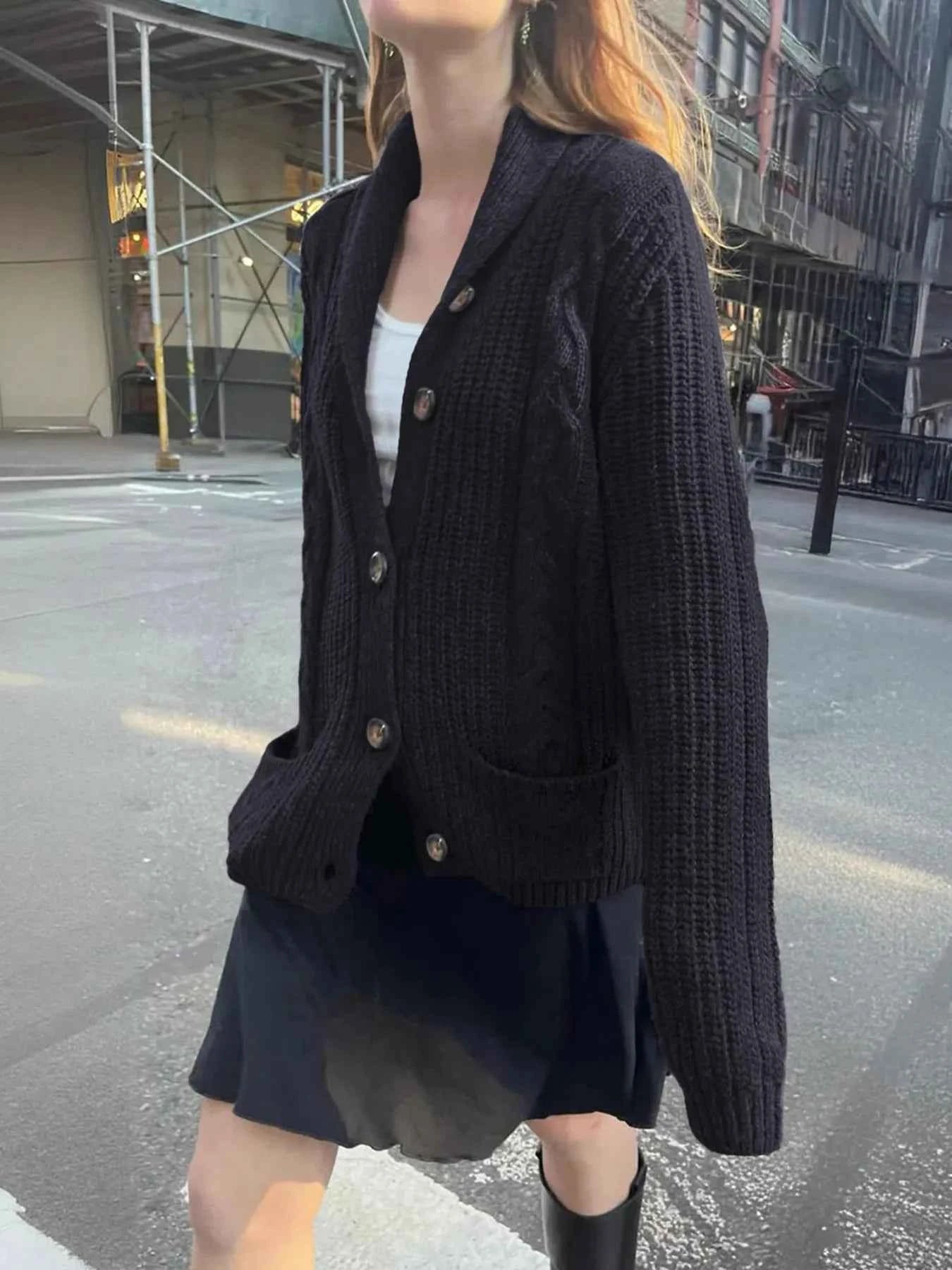 Cable Knit Button Up Cardigan Navy c1a160a8141e40ecad4fcdfabc599be1-Max-Origin