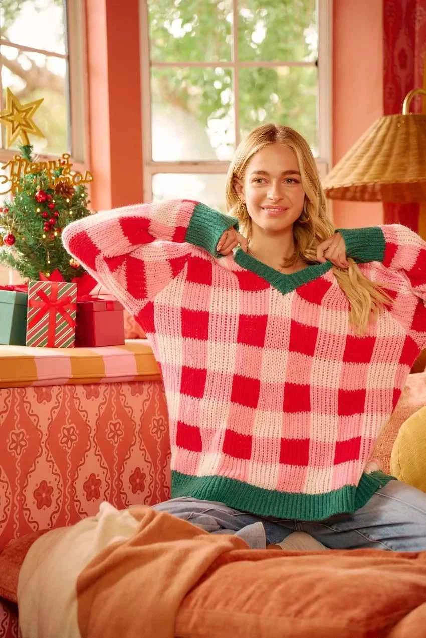 BiBi Christmas Theme Checker Board Sweater c1b369ac2a8346768b930c8cdbe6e2dc-Max-Origin