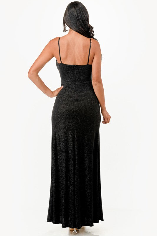 Glitter Side Slit Evening Dress – Sleeveless Bodycon Party Gown c1bd29fa-35f6-4906-a64f-2e06d3daef07