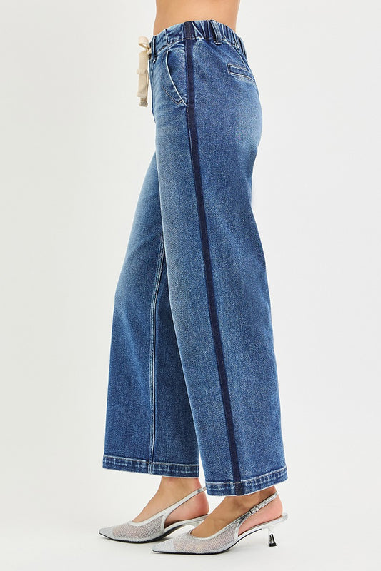 Elastic Band High Rise Cropped Wide Jeans c1bd97bab573415a910d270b5a52fe5f-Max