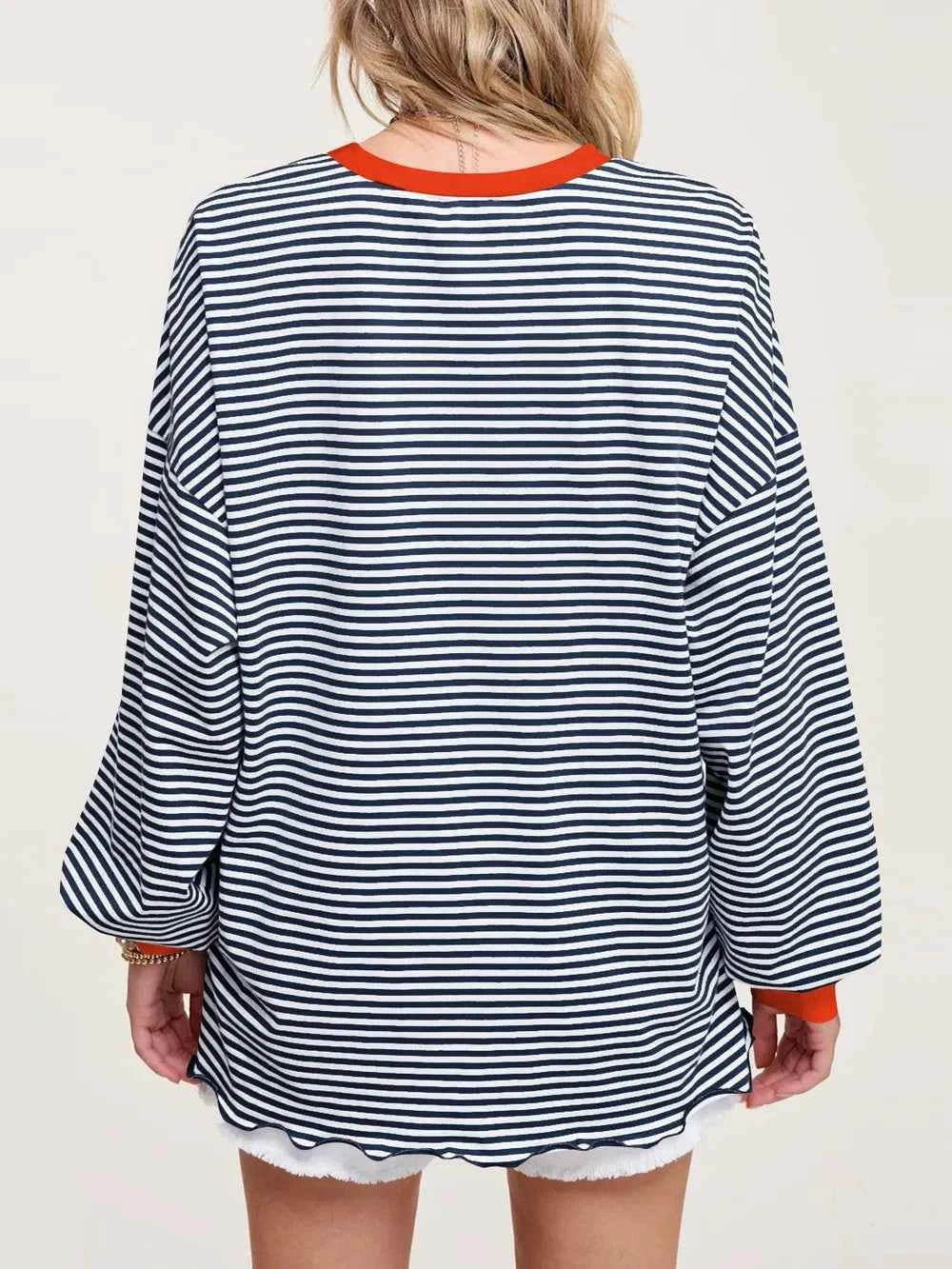 Contrast Striped Long Sleeve Sweatshirt c1cb4eee-0b89-4ba3-bc88-975d99f68202-Max