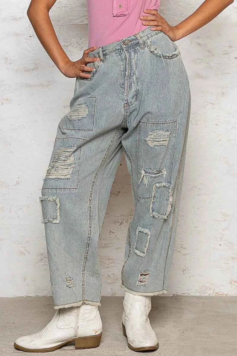 POL Distressed Raw Hem Wide Leg Pants Light c1cf56fb-0488-47cc-b854-a8c39157bd2e-Max-Origin