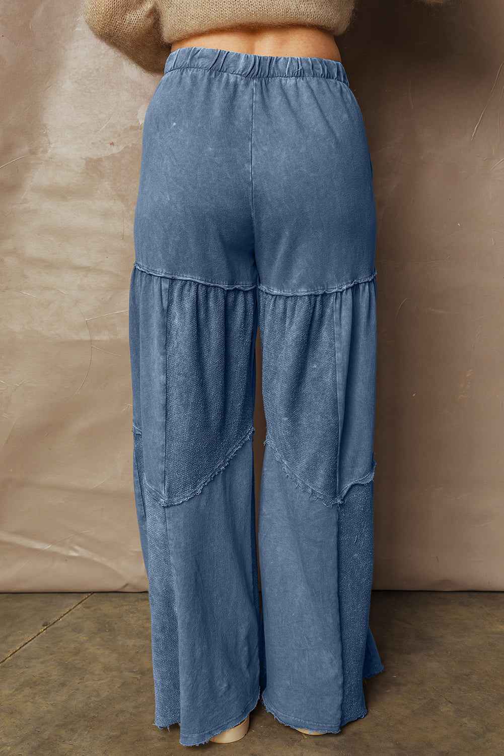 Ashleigh Blue Careys Mineral Wash Tiered Wide Leg Patchwork Drawstring Pants c1dbdbd89fd6421e