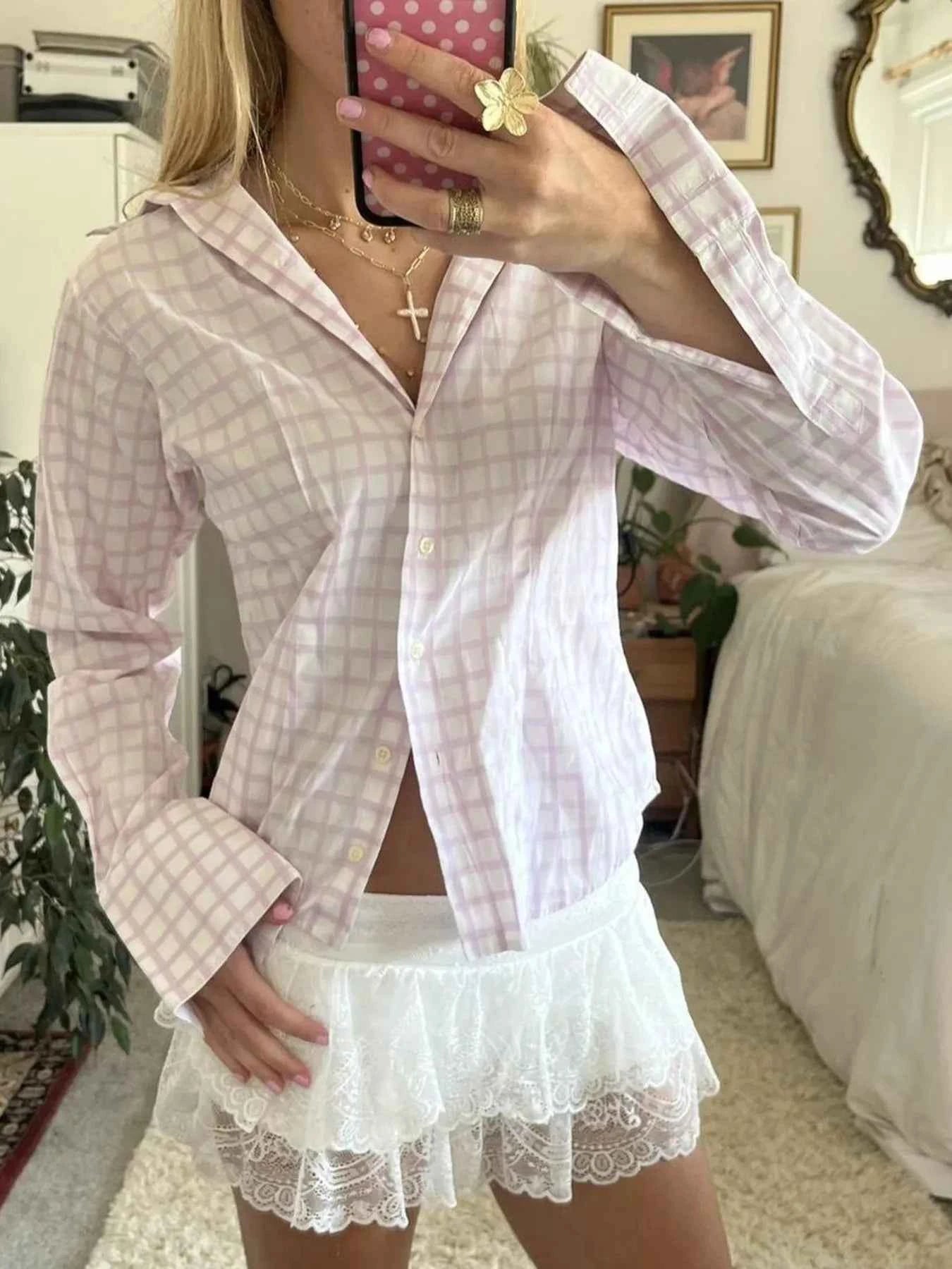 Printed Button-Down Long Sleeve Shirt
