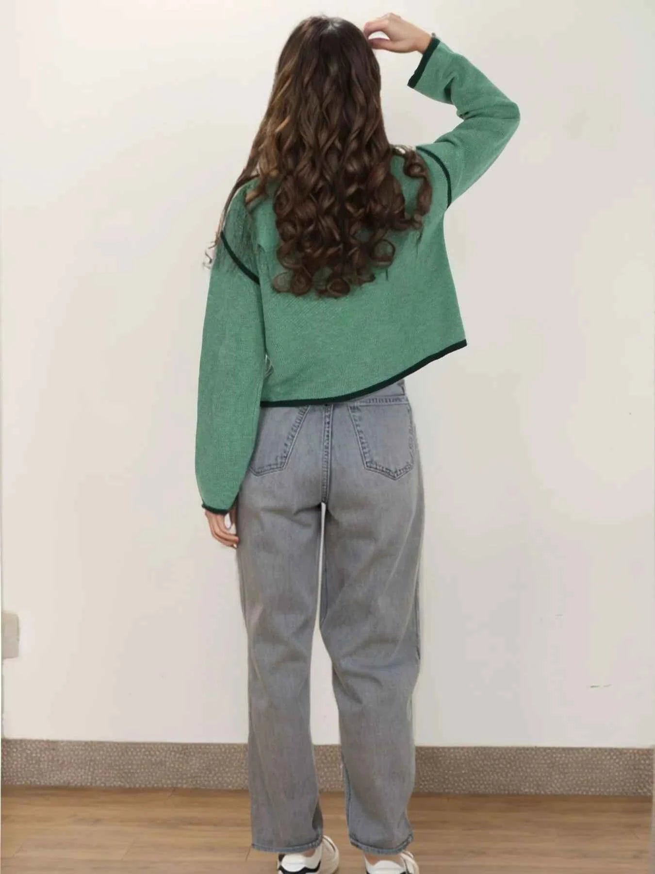 Button-Front Cardigan with Contrast Trim c1e6ec08fc88411392d276ee42257e2b-Max-Origin