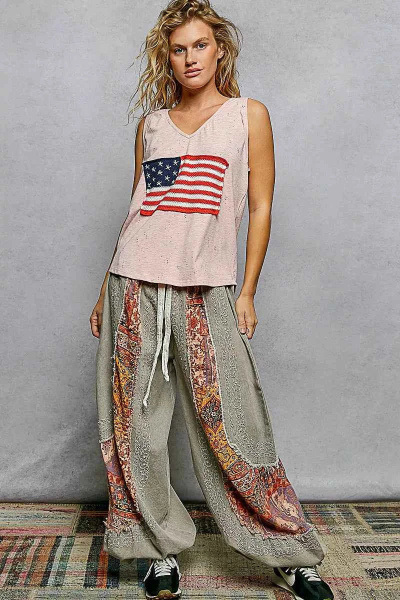 POL V-Neck Ribbed Tank with American Flag Patch and Star Back Patch c1ed36f8-13a3-493b-93a3-daf515877bbb-Max-Origin