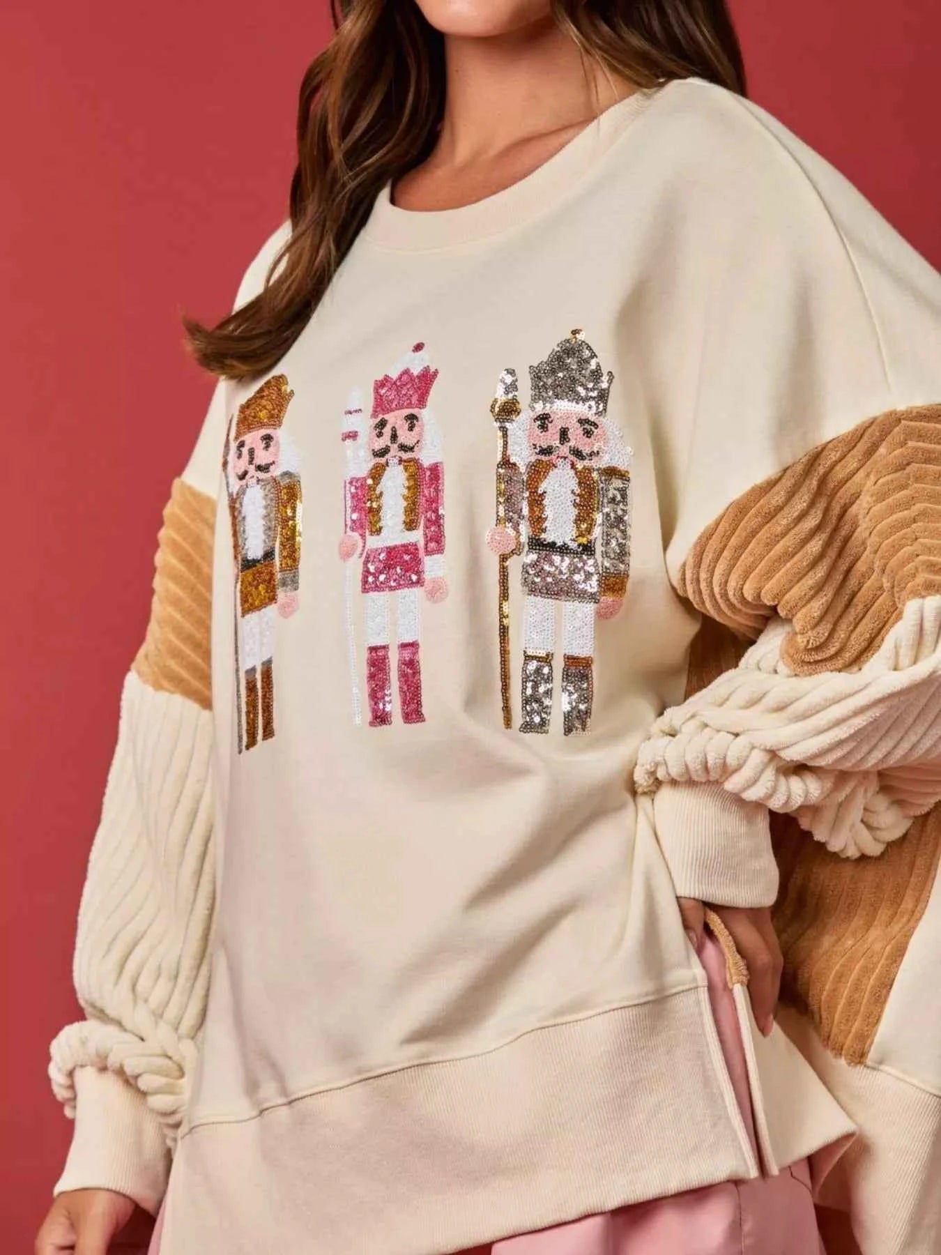 Nutcracker Long Sleeve Sweatshirt with Side Slit c1ee9567-bce7-4e6e-b7b3-612b8a0711e3-Max-Origin
