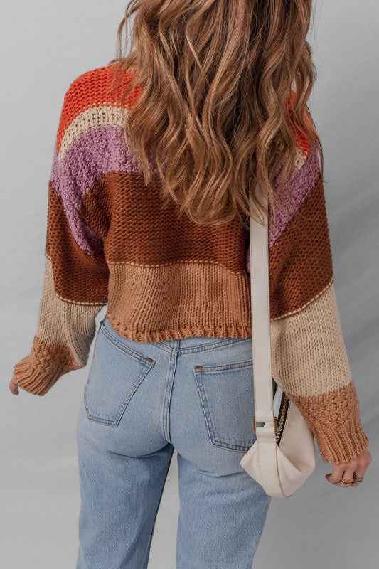 Colorblock Drop Shoulder Cropped Sweater c1fbd3db-8e92-4ea2-99f6-938e865bf85e