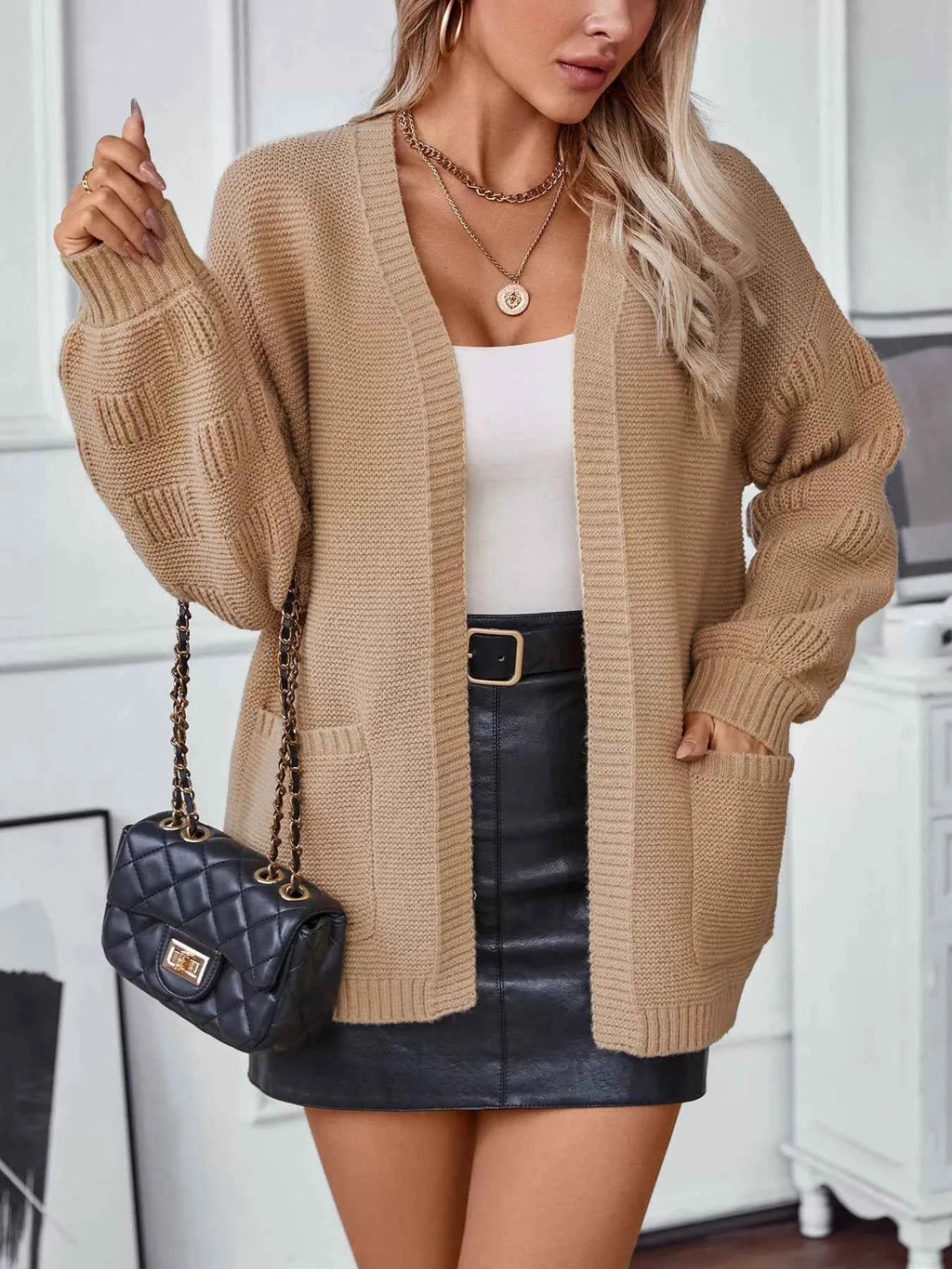 Textured Knit Open Front Cardigan c2052bd9-5ba2-48c7-80d6-65f983b0565c-Max-Origin
