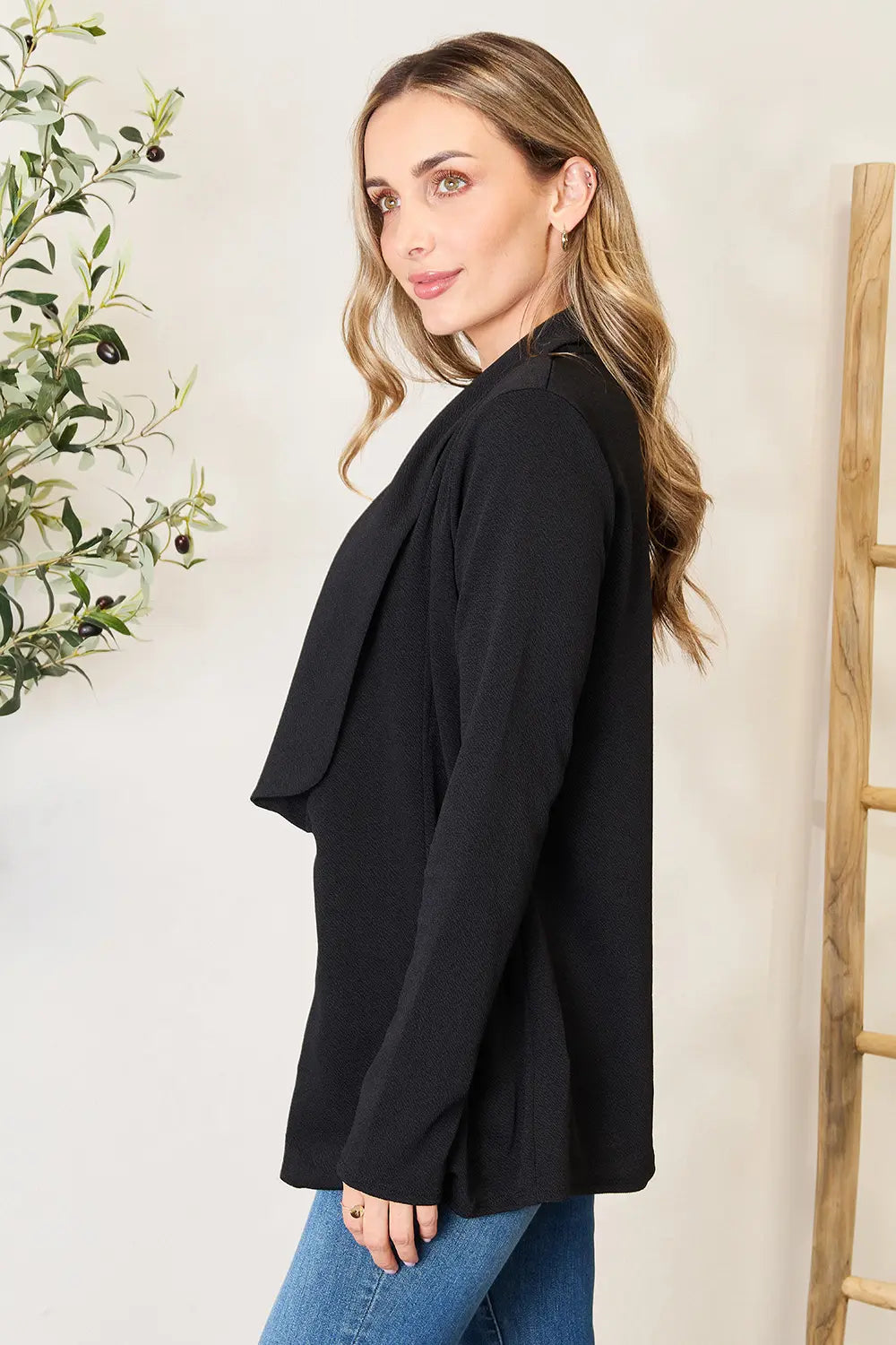 Heimish Full Size Open Front Long Sleeve Blazer c20b292f716247ff8c149433a07674ca-Max