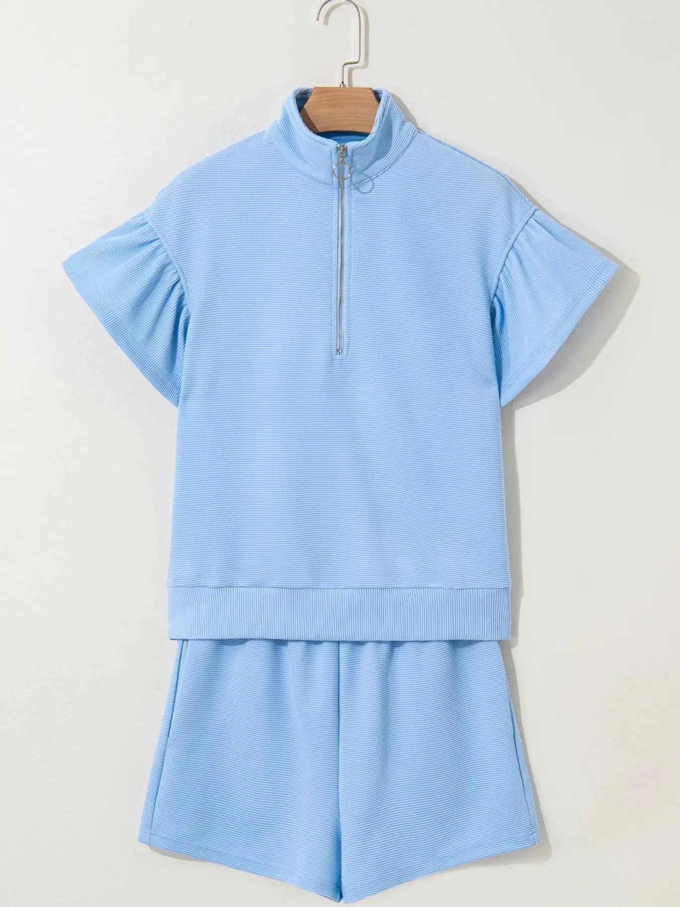 Half Zip Short Sleeve Polo and Shorts Set c2239f23d19747c3b78b7a84d2bdb147-Max-Origin